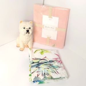 Set of two aprons, Garden rose pink linen apron & Michel design succulents apron